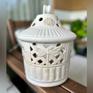 Yankee Candle Cream Ceramic Dragonfly Lantern